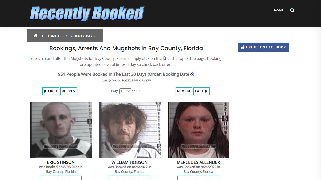 Recent bookings, Arrests, Mugshots in Bay County, Florida - Recently Booked